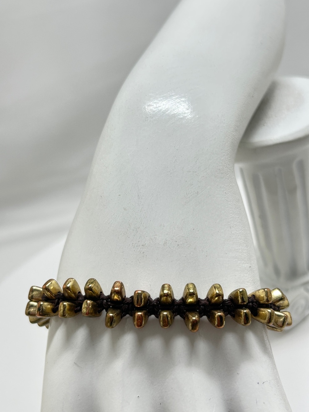 Gold And Brown Studded Adjustable Bracelet, Industrial
